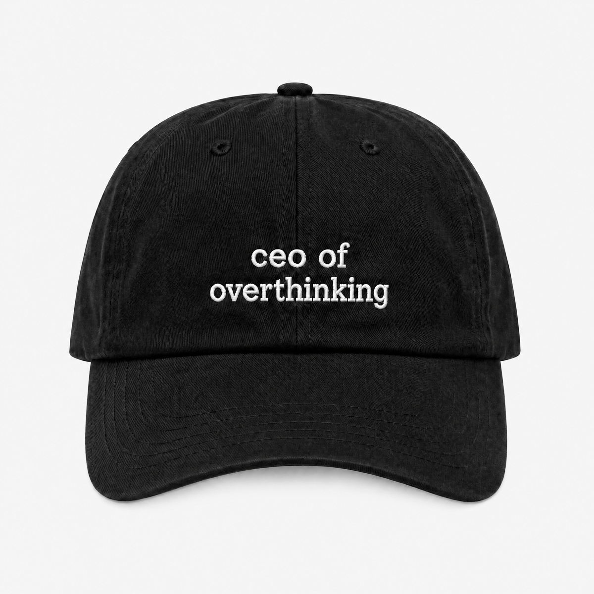 Ceo of overthinking cap — black variant, studio product image