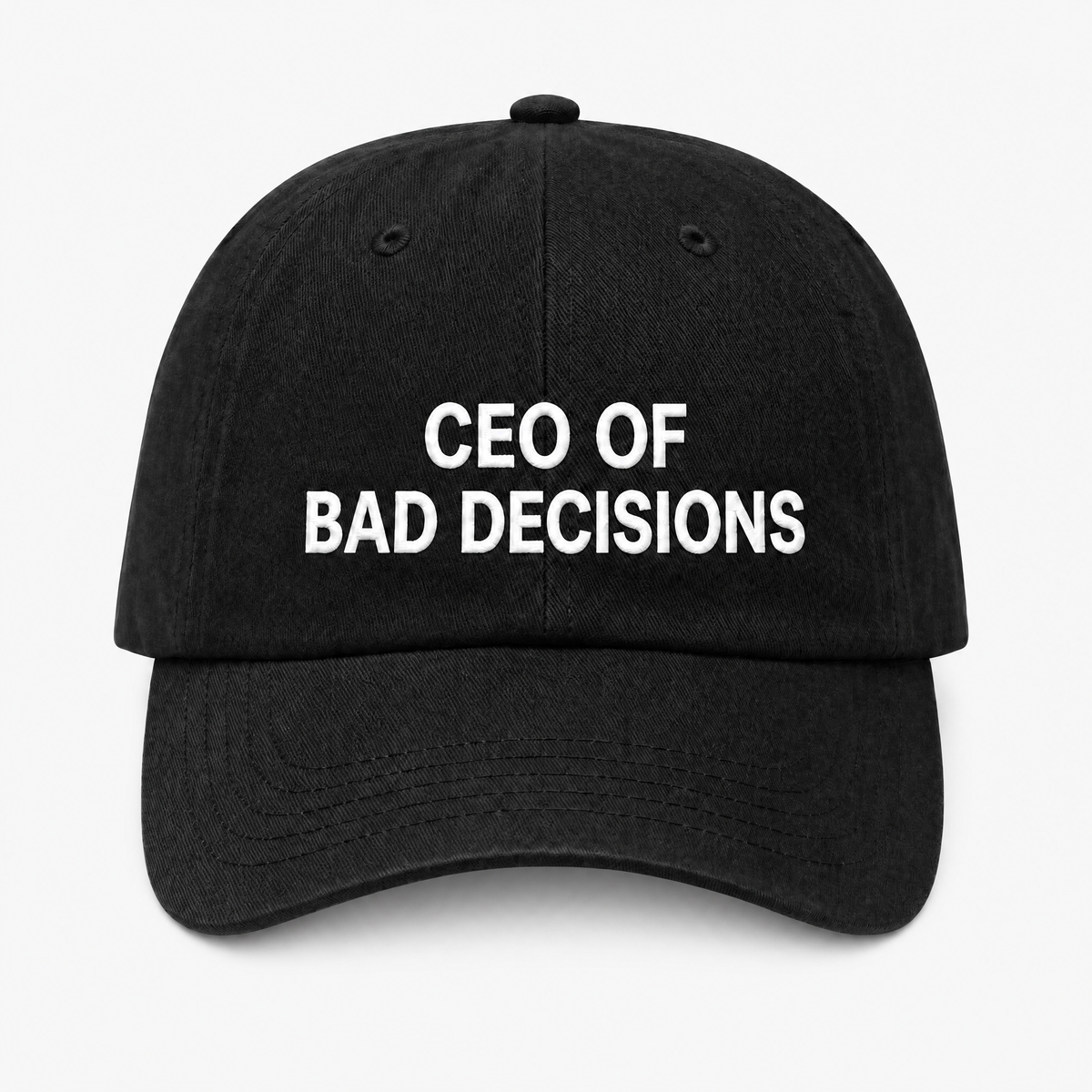 Ceo of bad decisions cap — black variant, studio product image