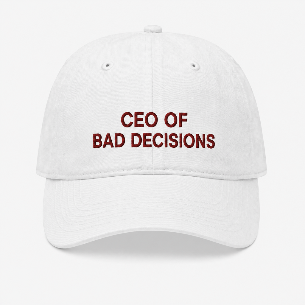Ceo of bad decisions cap, studio product image